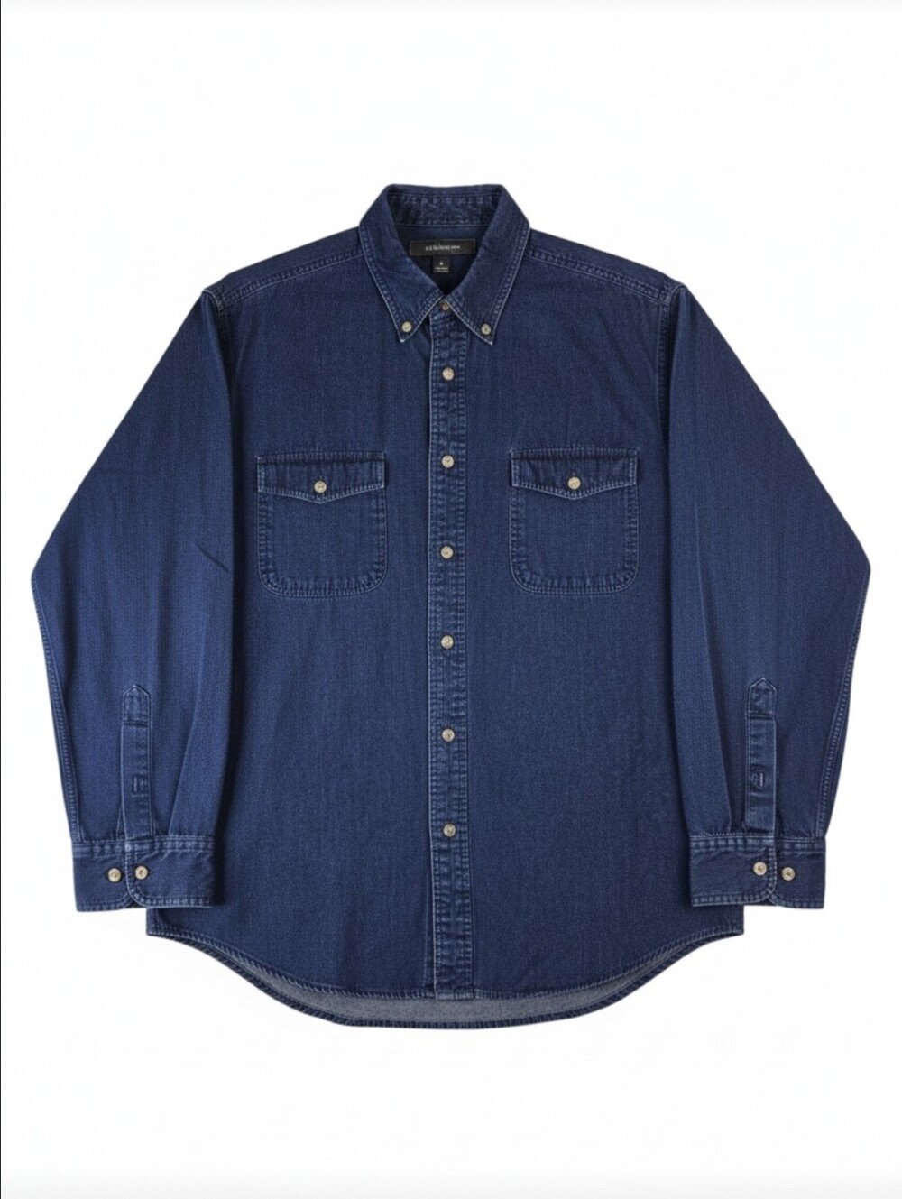Croft & Barrow Men's Large Dark Wash Denim Long Sleeve Button Front Shirt